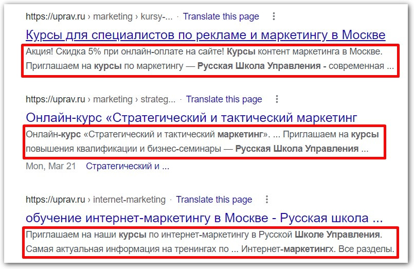 как выглядит description в поисковой выдаче